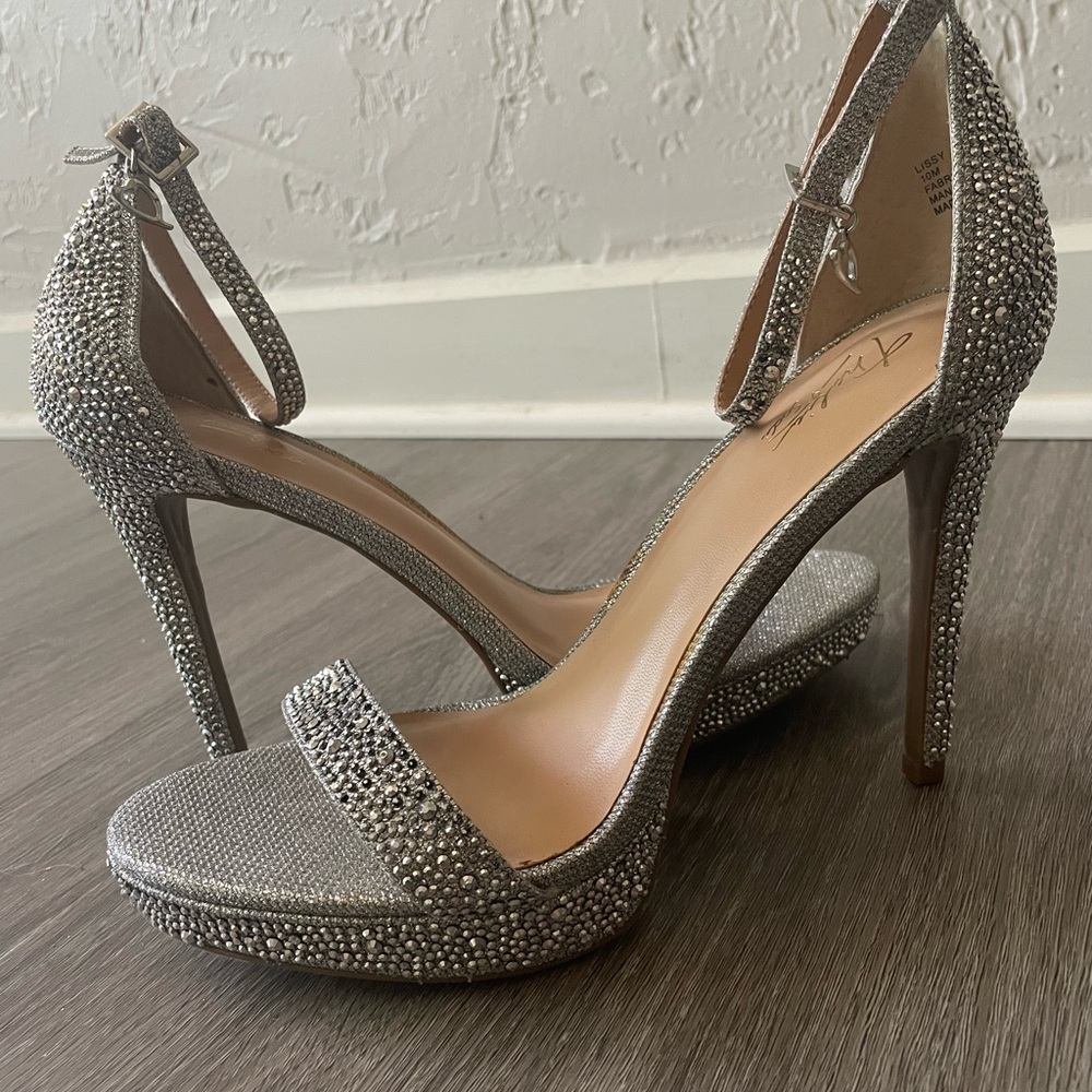 Thalia Sodi Glittering Silver Heels